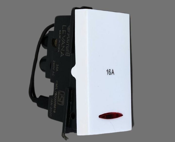 Polycab 16A 1 Way Switch with Indicator SLV0101301  White